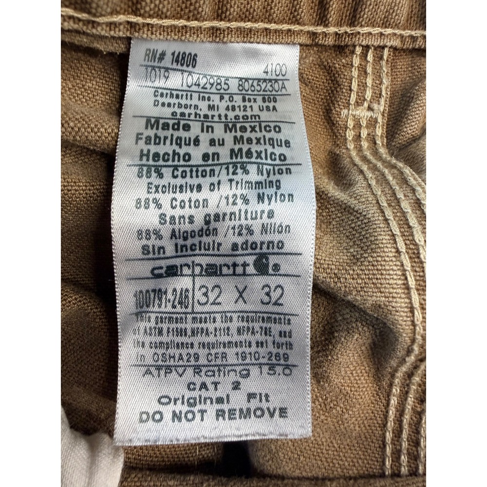Carhartt FR Pants Mens 32x32 Brown Flame Resistant Workwear Duck Canvas Faded 10 - Picture 7 of 12